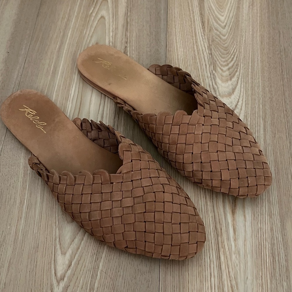 Tan Woven Clogs